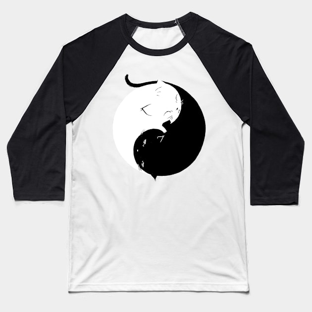 Yin Yang Kittens Baseball T-Shirt by PopShirts